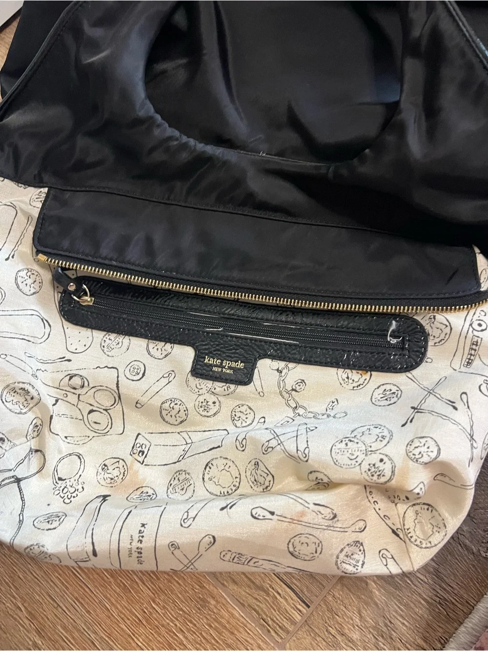 kate spade Black Satin Shoulder Bag with Bow